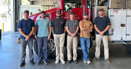 The Grand Island Utilities Department’s team of six (from left to right) includes Garret Porter, Judd Garner, Brady Bushhousen, Trevor Post, Jeff  Warren and Kaden Reimers.